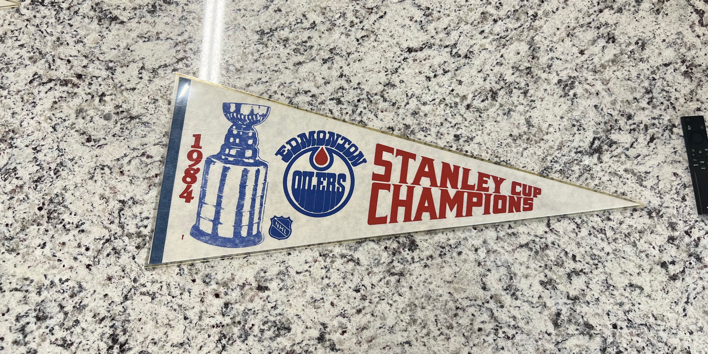 1984 Stanley Cup Champions Edmonton Oilers Felt Pennant