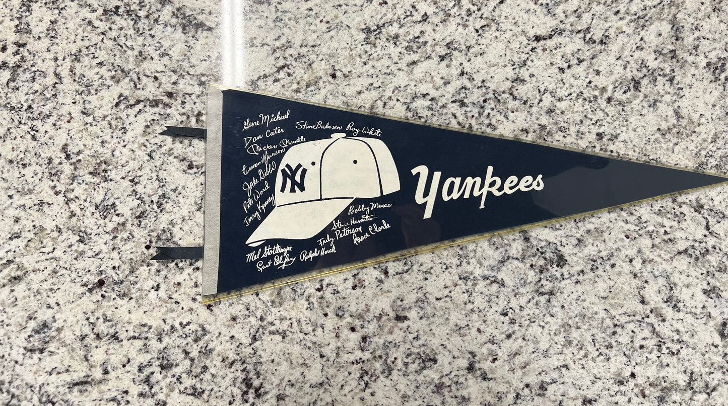 Vintage Yankees felt pennant Mantle, Ward, etc. inscribed autos