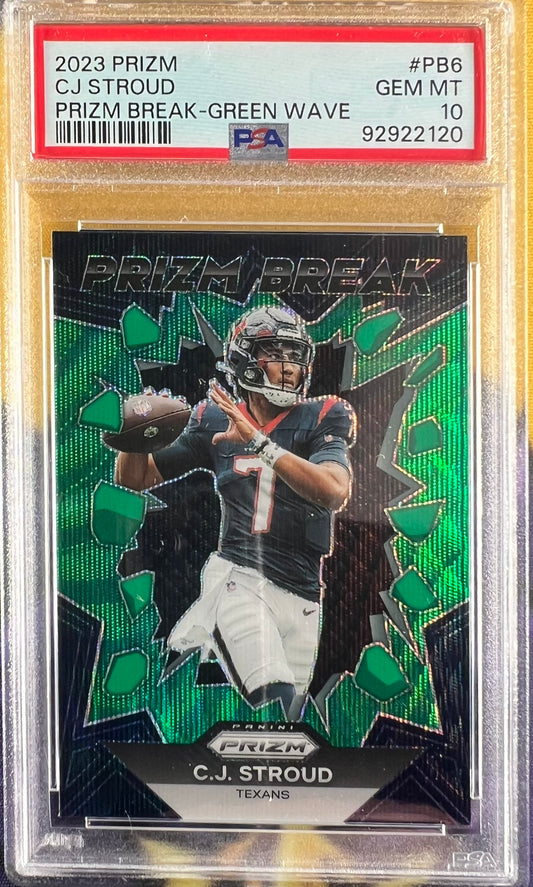 PSA 10 Cj Stroud Prism Break Green Wave