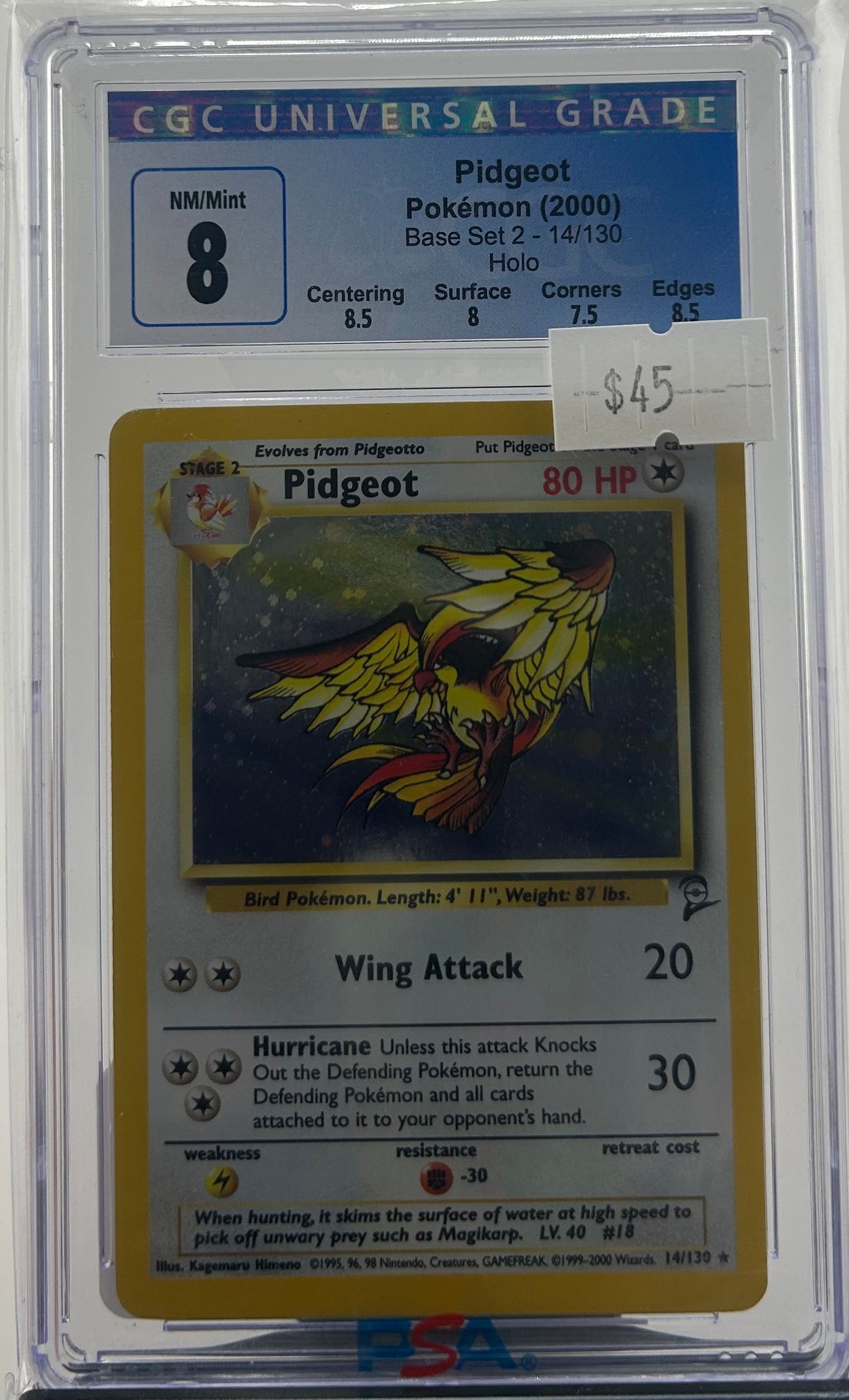 CGC 8 PIDGEOT HOLO BASE SET 2