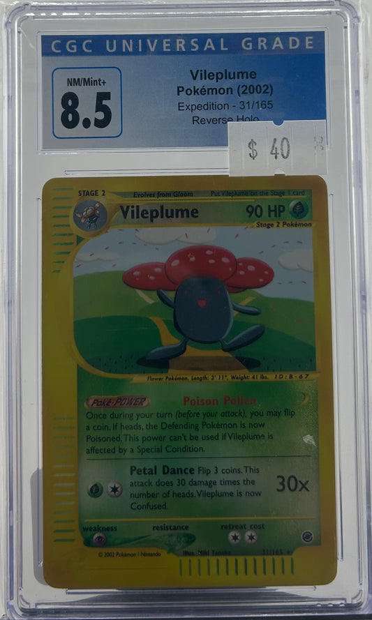 CGC 8.5 VILEPLUME REVERSE HOLO EXPEDITION