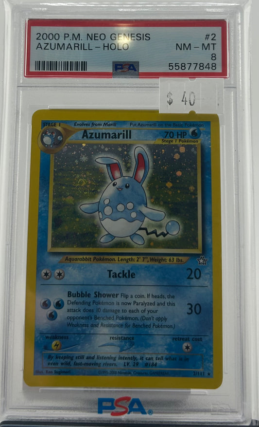 PSA 8 AZUMARILL HOLO NEO GENESIS