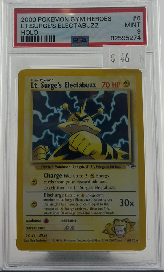 PSA 9 LT. SURGES ELECTABUZZ HOLO GYM HEROES