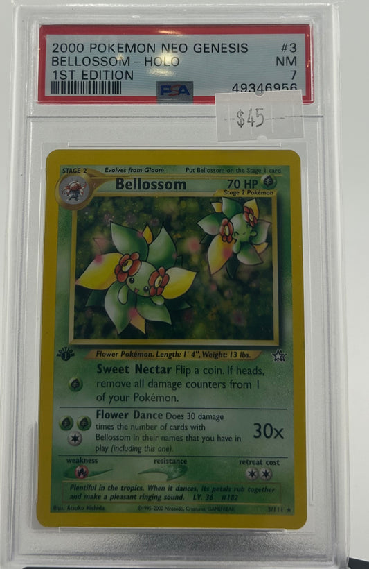 PSA 7 1ST EDITION BELLOSSOM HOLO NEO GENESIS