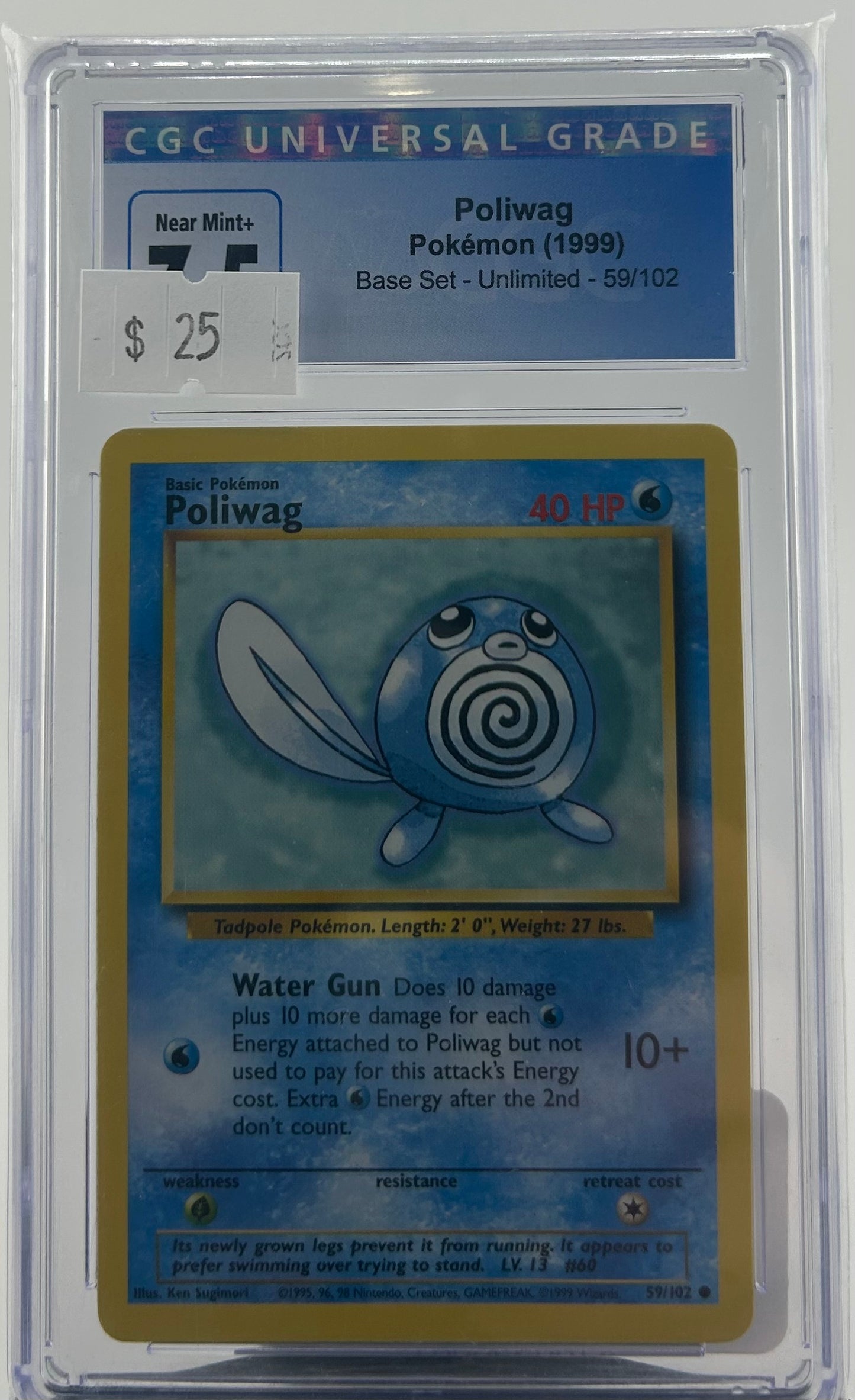 CGC 7.5 1999 Poliwag base set Unlimited