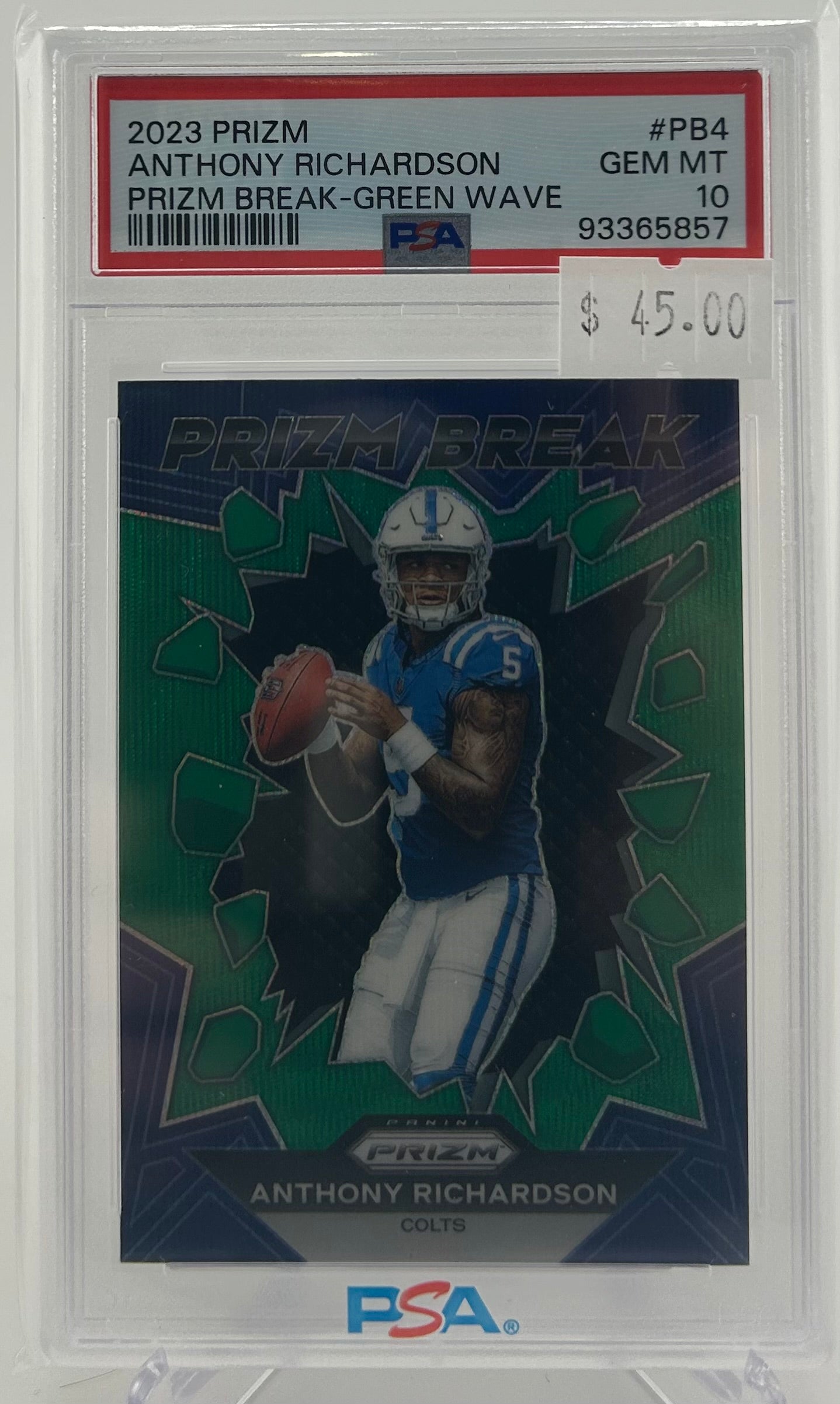 PSA 10 2023 Anthony Richardson Prizm Break Green Wave