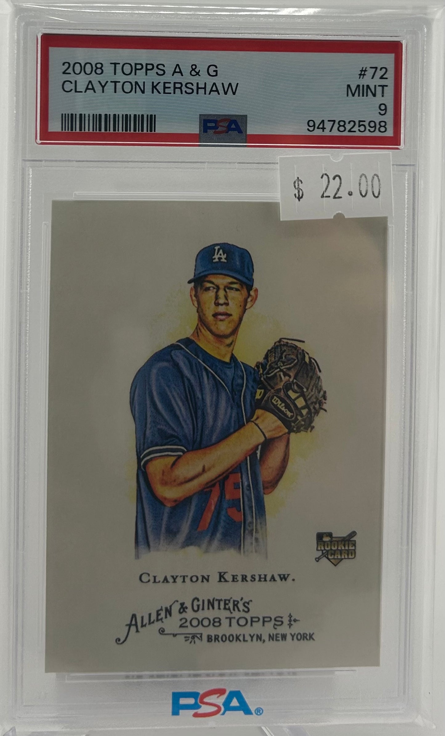 PSA 9 2008 Clayton Kershaw TOPPS A & G