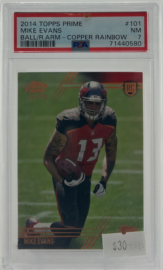 PSA 7 2014 Mike Evans Copper Rainbow