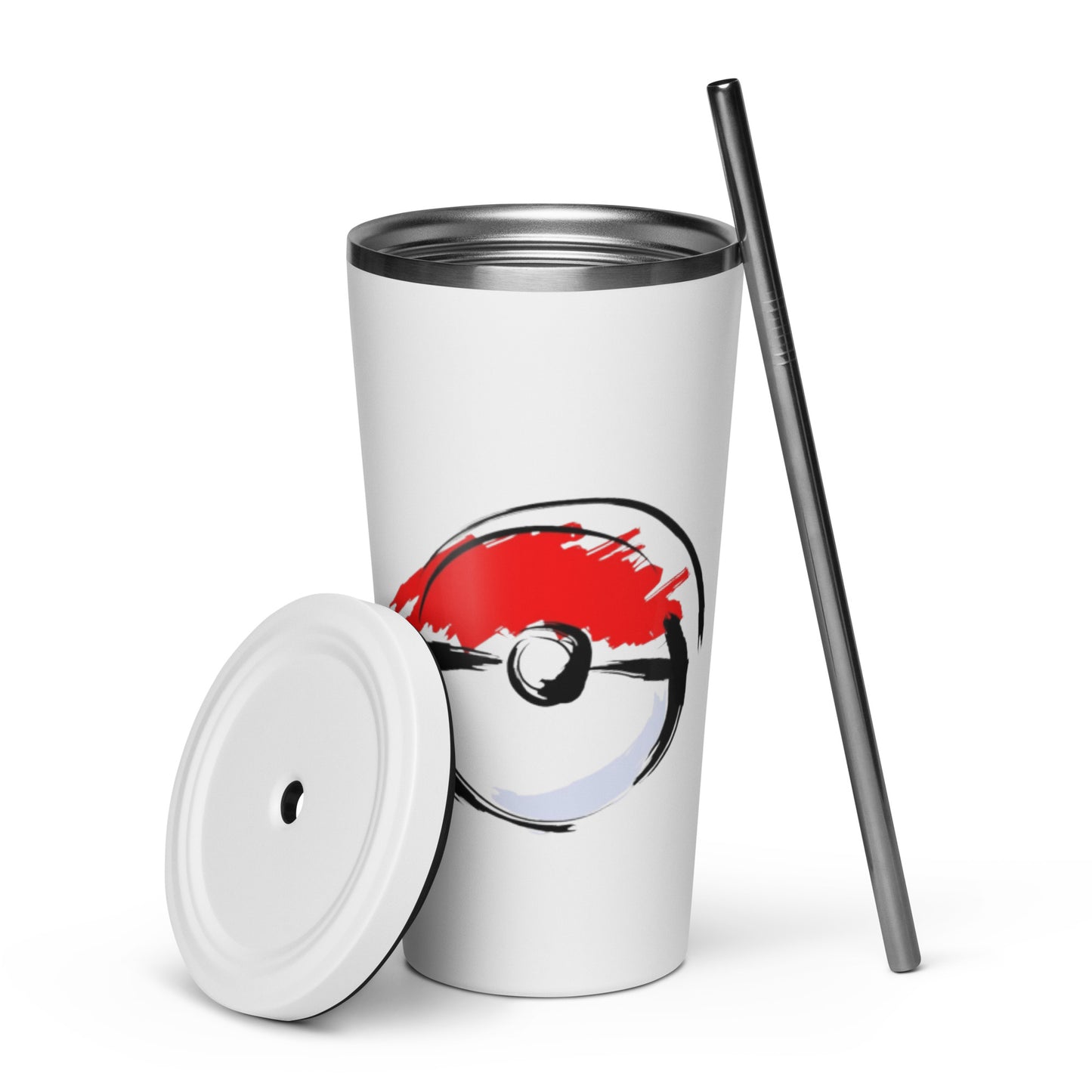 Pokeball sketch Insulated tumbler with a straw